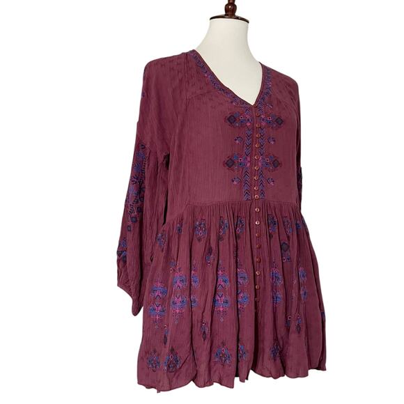 Free People Women's Red Arianna Embroidered Tunic‎ Dress Size XS - Picture 5 of 12